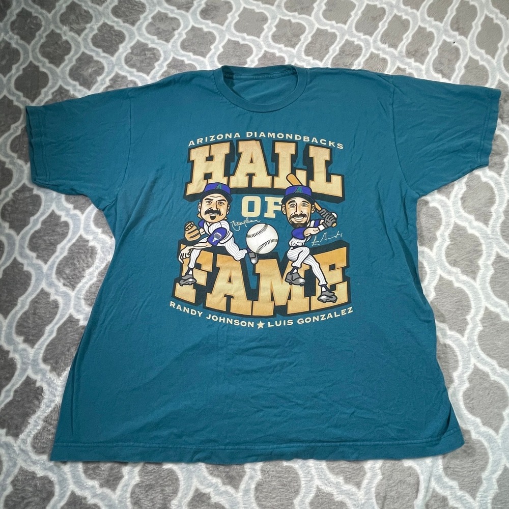 MLB Arizona Diamondbacks T-Shirt Mens L Teal Hall of Fame Randy Johnson Gonzalez